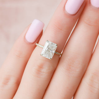 3.50CT Radiant Hidden Halo Moissanite Diamond Engagement Ring