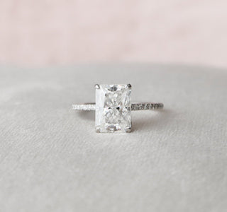 3.50CT Radiant Hidden Halo Moissanite Diamond Engagement Ring