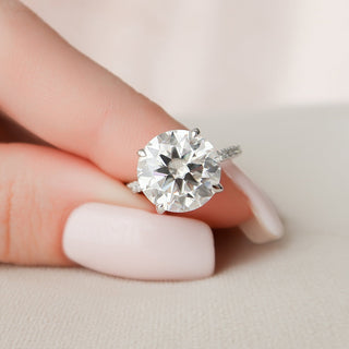 4.50CT Round Hidden Halo Moissanite Diamond Engagement Ring