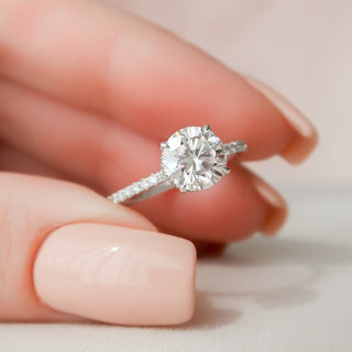 1.50CT Round Hidden Halo Moissanite Pave Diamond Engagement Ring