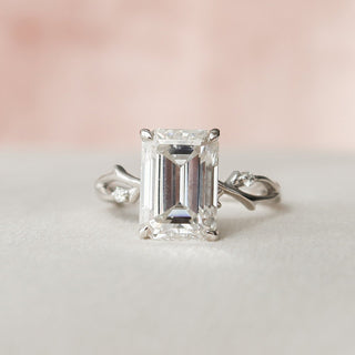 4.0CT Emerald Cut Twig Moissanite Diamond Engagement Ring