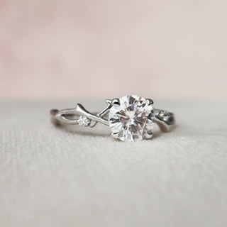 1.0CT Round Brilliant Twig Moissanite Diamond Engagement Ring