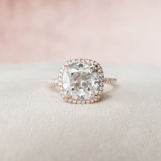 5.0CT Cushion Cut Halo Moissanite Diamond Engagement Ring