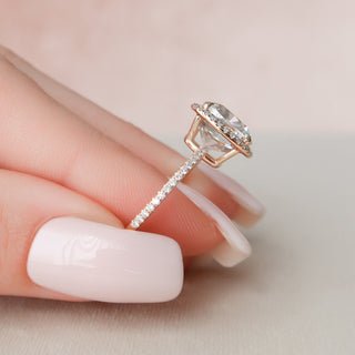 5.0CT Cushion Cut Halo Moissanite Diamond Engagement Ring
