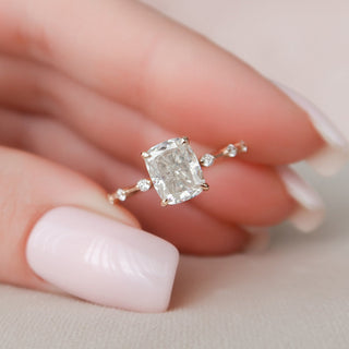 2.0CT Elongated Cushion Moissanite Solitaire Diamond Engagement Ring