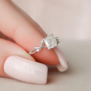 1.0CT Cushion Twig Moissanite Diamond Engagement Ring