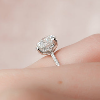 2.50CT Round Hidden Halo Moissanite Pave Diamond Engagement Ring