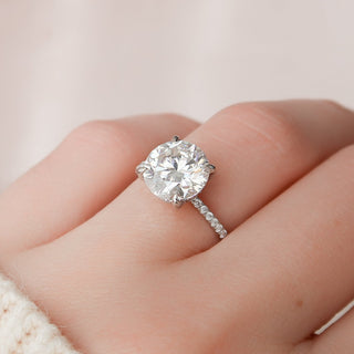 2.50CT Round Hidden Halo Moissanite Pave Diamond Engagement Ring