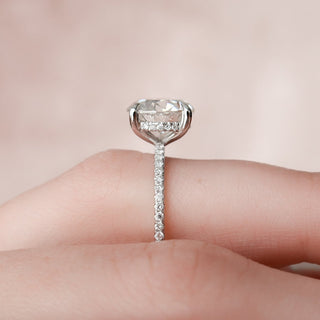 2.50CT Round Hidden Halo Moissanite Pave Diamond Engagement Ring