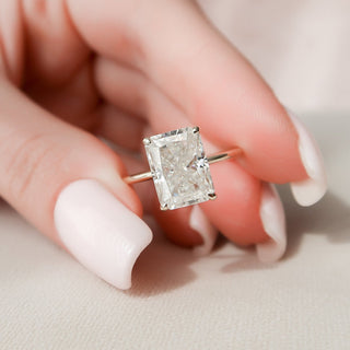 4.50CT Radiant Hidden Halo Moissanite Diamond Engagement Ring