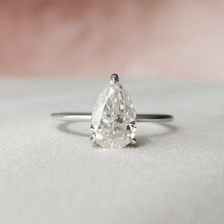 2.0CT Pear Hidden Halo Moissanite Diamond Engagement Ring