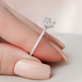 1.50CT Cushion Hidden Halo Moissanite Pave Diamond Engagement Ring