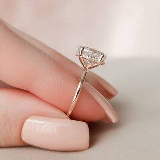 2.0CT Oval Hidden Halo Moissanite Diamond Engagement Ring