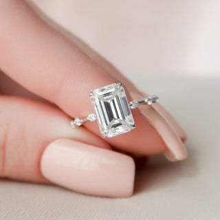 3.0CT Emerald Cut Moissanite Solitaire Diamond Engagement Ring