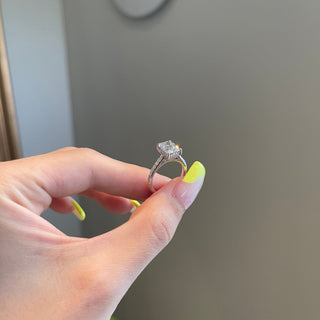 2.0ct Radiant Cut Hidden Halo Pave Moissanite Diamond Engagement Ring