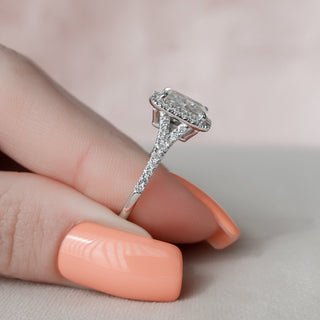3.50CT Radiant Cut Halo Split Shank Moissanite Diamond Engagement Ring
