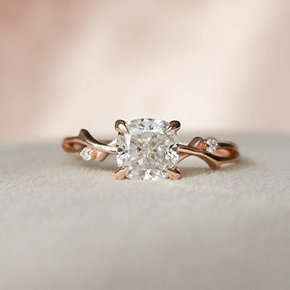 1.50CT Cushion Branch Nature Inspired Moissanite Diamond Engagement Ring