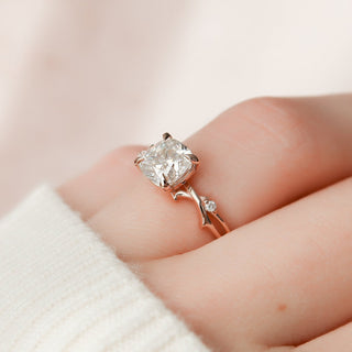 1.50CT Cushion Branch Nature Inspired Moissanite Diamond Engagement Ring