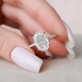 3.50CT Oval Hidden Halo Moissanite Diamond Engagement Ring