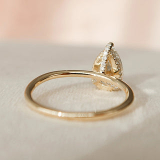 2.10tcw Pear Cut Moissanite Solitaire Hidden Halo Bridal Engagement Ring Set
