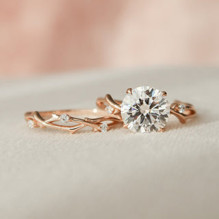 2.14tcw Round Cut Twig Nature Inspired Moissanite Engagement Ring