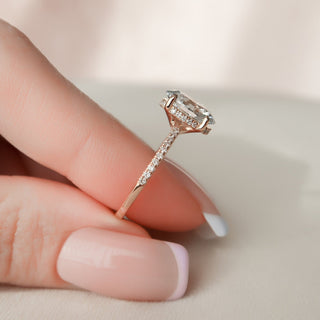 2.0CT Oval Hidden Halo Moissanite Diamond Engagement Ring