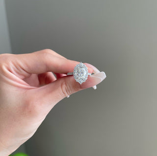 3.0ct Oval Cut Starburst Halo Moissanite Diamond Engagement Ring
