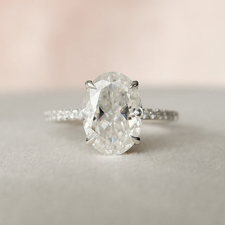 2.50CT Oval Hidden Halo Moissanite Diamond Engagement Ring