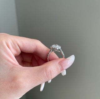 3.0ct Oval Cut Starburst Halo Moissanite Diamond Engagement Ring