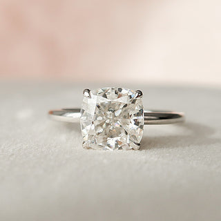 2.0CT Cushion Hidden Halo Moissanite Diamond Engagement Ring