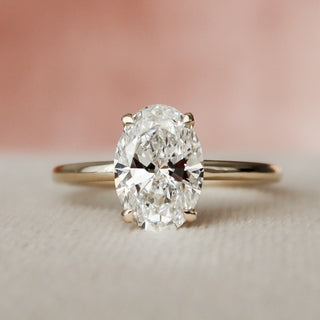 1.50CT Oval Moissanite Hidden Halo Diamond Engagement Ring
