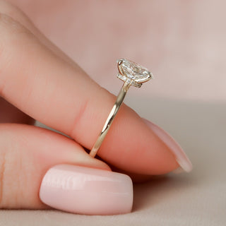 1.50CT Oval Moissanite Hidden Halo Diamond Engagement Ring