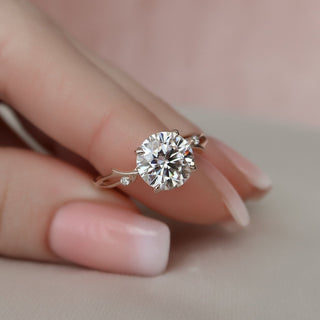 2.50ct Round Brilliant Moissanite Twig Diamond Engagement Ring