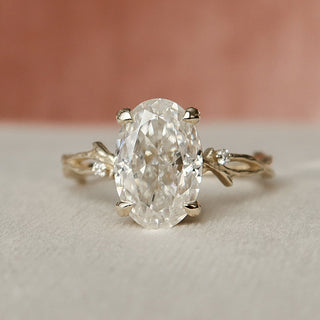 3.50CT Oval Twig Moissanite Diamond Engagement Ring