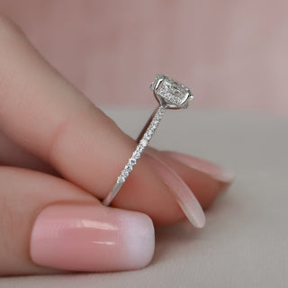 1.0CT Oval Hidden Halo Moissanite Diamond Engagement Ring
