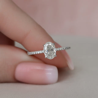 1.0CT Oval Hidden Halo Moissanite Diamond Engagement Ring