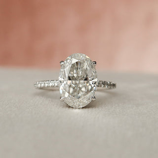 3.0CT Oval Hidden Halo Moissanite Diamond Engagement Ring