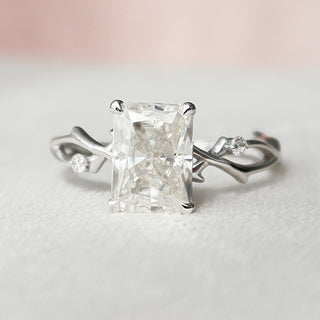 2.0CT Radiant Twig Moissanite Diamond Engagement Ring