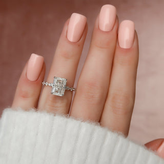 3.50CT Radiant Moissanite Hidden Halo Diamond Engagement Ring