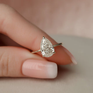 2.0CT Pear Hidden Halo Moissanite Diamond Engagement Ring