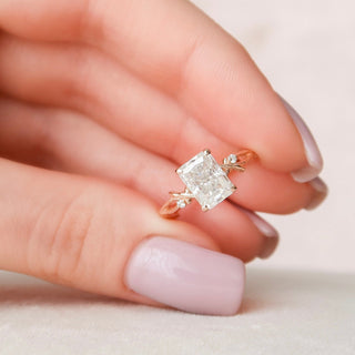 2.0CT Radiant Twig Moissanite Diamond Engagement Ring