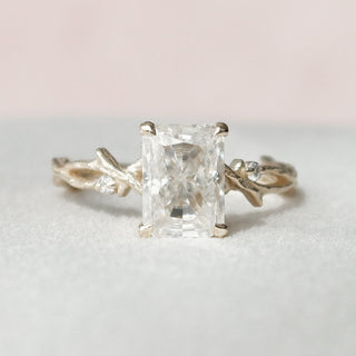 2.0CT Radiant Twig Moissanite Diamond Engagement Ring