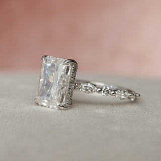 3.50CT Radiant Moissanite Hidden Halo Diamond Engagement Ring