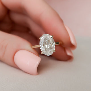 3.0CT Oval Hidden Halo Moissanite Diamond Engagement Ring