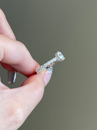 2.0ct Round Cut Hidden Halo Pave Moissamite Diamond Engagement Ring
