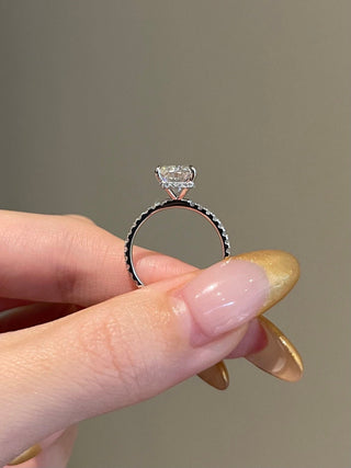 3.0ct Radiant Cut Hidden Halo Pave Moissanite Diamond Engagement Ring