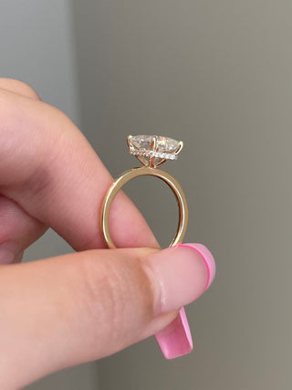 3.0ct Radiant Cut Hidden Halo Solitaire Moissanite Diamond Engagement Ring