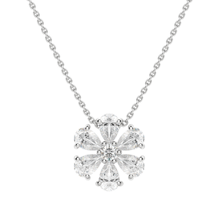 0.70CT Pear and Round Cut Petal Necklace Moissanite Diamond Necklace